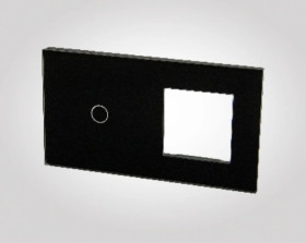 TouchMe Duży panel szklany, 1 x łącznik pojedynczy, 1 x ramka, czarny TM701728B