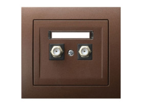 KIER Gniazdo antenowe typu "F" podwójne brązowy metalik GPA-2WF/52 OSPEL