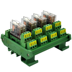 DIN Rail Mount AC/DC 24V Control 4 DPDT 5Amp Pluggable Power Relay Interface Module.