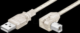 93575 USB 2.0, A-plug&gt;B-plug angled, 0.5 m, transparent