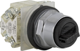 Toggle switch, 3 positions, unlit, 2 Form A (N/O) + 2 Form B (N/C), black, front ring metallized, mounting Ø 30 mm, 9001KS43BH2