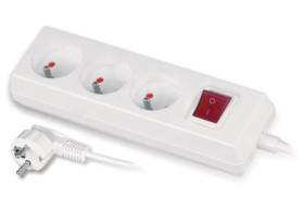 Przedłużacz z wyłącznikiem 3-gniazda z/u 10A 1,5m /OMY 3x1/ biały PS-370WS