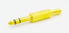 Wtyk JACK 6,3mm stereo, obudowa metalowa złota