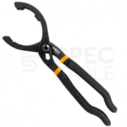 Klucz szczypcowy odgięty do filtrów oleju o średnicy 63,5-116mm w zestawie z redukcją 3/8" i 1/2" NEO 11-240