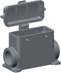 Housing, size HB16, die-cast aluminum, 2 x PG21, angled, clip locking, IP65, T1490160221-000