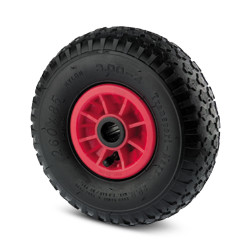 Kółko do wózka, Pneumatyczne, Polipropylen, Czarny, Czerwony, obc.: 75kg, śred.: 260mm, szer.: 85mm