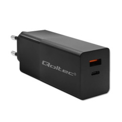 Qoltec Ładowarka GaN POWER PRO 1xUSB-C 1xUSB 100W 5-20V 1.5-5A PD Laptop Smartfon Czarna