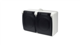 Gniazdo Podwójne Z Uziemieniem Natynkowe Z Klapką Dymną Aqua Plus Ip54 Białe...