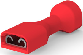 Insulated flat plug sleeve, 4.75 x 0.51 mm, 0.32 to 0.82 mm², AWG 22 to 18, brass, tin-plated, red, 2-520261-2