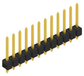 Pin header, 12 pole, pitch 2.54 mm, straight, black, 10054140