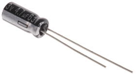 Aluminiowy kondensator elektrolityczny 4.7μF 63V dc Radialny, Otwór przelotowy Panasonic roztaw: 2mm 5 (Dia.) x 11mm