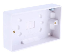 Puszka elektroinstalacyjna, l. ścieżek: 2, materiał: Formaldehyd mocznikowy, typ montażu: Powierzchniowy, 147 x 86.6 x