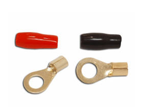 1x Konektor oczko 8mm na kabel 10mm2 8GA czarny lub czerwony z osłonką