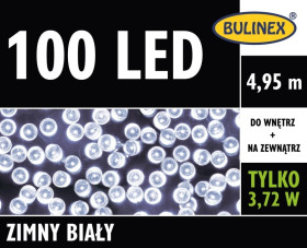 Lampki Bulinex 100led białe zimne 4.95m sznur