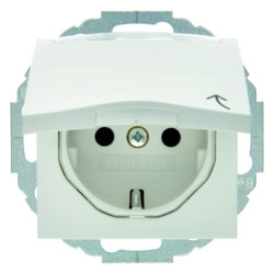 Gniazdo pojedyncze SCHUKO z pokrywą polem opisowym z podwyższoną ochroną styków śnieżnobiały S.1/B.1/B.3/B.7 Glas 47461909