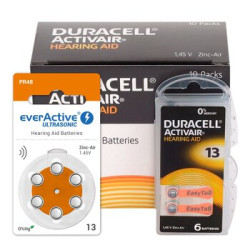 60 x baterie do aparatów słuchowych Duracell ActivAir 13 + 6 x everActive ULTRASONIC 13