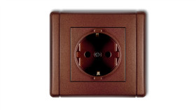 Flexi Gniazdo Pojedyncze Z/U Schuko Brązowy Metalik 9Fgp-1Sp