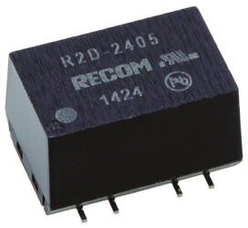Przetwornica DC-DC, 2W, Uwe 4,5→ 5,5 V prądu stałego, Uwy ±5V dc, Iwy ±200mA, Recom