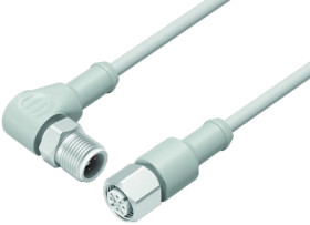 Sensor actuator cable, M12-cable plug, angled to M12-cable socket, straight, 8 pole, 2 m, PVC, gray, 2 A, 77 3730 3727 20908-020