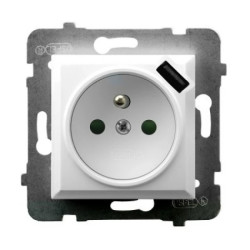 Aria Gniazdo pojedyncze z uziemieniem z przesłonami torów prądowych, z ładowarką USB GP-1UZPUSB/m/00