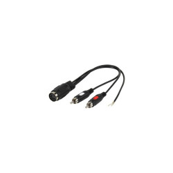 Adapter Gn.DIN - Wt.2xRCA 0,2m + Uziemienie, Vivanco, DIN/2xRCA