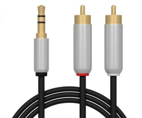 PRZEWOD JACK 2*RCA 2.5M METAL