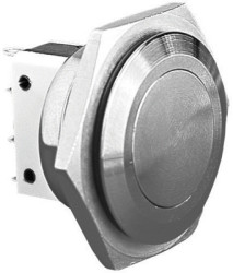 Vandal-proof pushbutton, 1 pole, silver, unlit , 5 A/250 V, mounting Ø 25.8 mm, IP66, MP0038/3