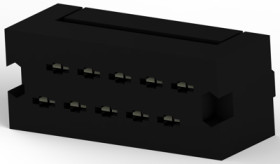 Pin header, 10 pole, pitch 2.54 mm, straight, black, 2-746610-1