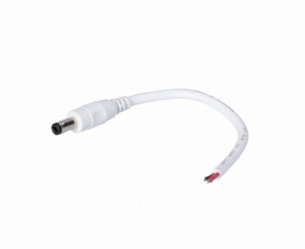 Wtyk DC 5.5x2.1 przewód biały 15cm 18awg
