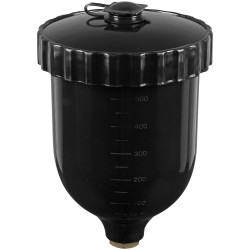 Sealey PC02 UV Paint Spray Gun Pot with Brass Fitting 600ml - Black