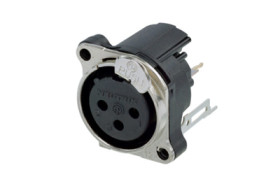 XLR panel socket, 3 pole, gold-plated, NC3FBV2-DA