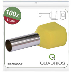Quadrios 22C439 Twin Ferrule 6 mm&#xB2; Partially Insulated Yellow Set