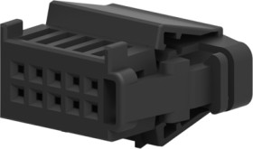 Socket, unequipped, 10 pole, straight, 2 rows, black, 1-1670990-1