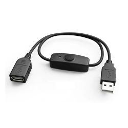 Przedłużacz USB 2.0 z przełącznikiem 0,5m czarny