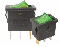 MK1025G Przełącznik jednobiegunowy, 220V, przycisk zielony, podświetlany ON-OFF [SPST] otwór montażowy: 13x19.4mm