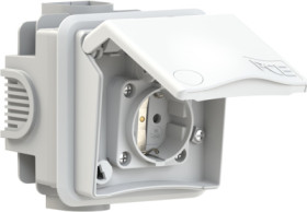 Surface mount german schuko-style socket, white, 16 A/230 V, Germany, IP44, 8830V