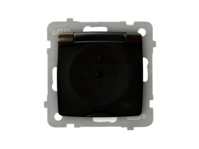 KARO Gniazdo pojedyncze z uziemieniem IP44 z przesłonami zaciski gwintowe czekoladowy metalik GPH-1SZP/m/40/d OSPEL