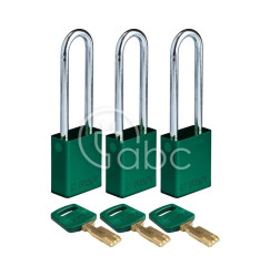 Kłódka bezpieczeństwa LOTO SafeKey, aluminiowa, szekla 76 mm, zielona (3...
