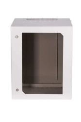 Szafa wisząca dwudzielna 19 cali 15U 600x600mm IP54 ściany boczne pełne, drzwi z szybą, wewnętrzna RAL 7035 SWKD19-15U-60-DS-W