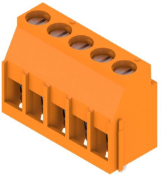 PCB terminal, 5 pole, pitch 5 mm, AWG 26-12, 20 A, clamping bracket, orange, 1001730000