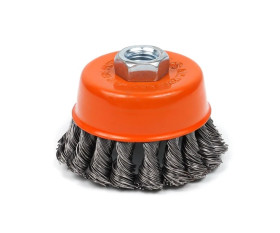 Szczotka czołowa z gwintem do szliferek kątowy, wiązki skręconego drutu M14 75 mm (54-160)