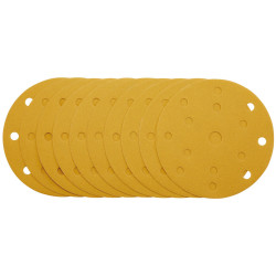 Draper 08476 Gold Sanding Discs-Hk&amp;Loop 150mm 240Grit 15 Dust Extract Holes 10Pc