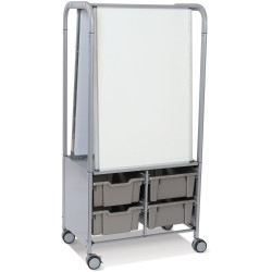 MakerHub Trolley With 2 Magnetic Boards &amp; Charcoal Grey Gratnells Trays