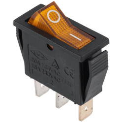Przełącznik kołyskowy pojedynczy zółty (SPST) z podświetleniem