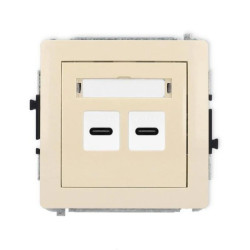 DECO Mechanizm ładowarki USB podwójnej 2xUSB C, 20W max., beżowy 1DCUSB-7