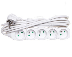 Przedłużacz 5-gniazd z/u 5m /H05VV-F 3G1/ biały P0515