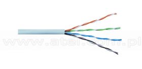 Kabel UTP, skrętka, kat5E, wewnętrzny, szary, LSOH/LSZH, 4x2x24 AWG, 305m, drut