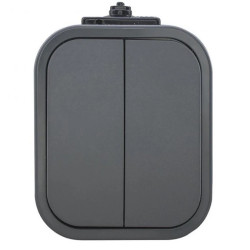 B2 Łącznik podwójny natynkowy 10A 250V świecznikowy IP54 szary 00060278