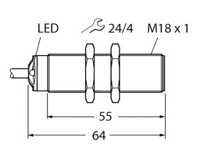 Czujnik zbliżeniowy M18 Ultradźwiękowy 500 mm Turck 15 → 30 V DC długość 62mm Gwintowany