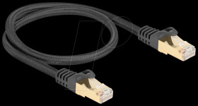 80316 Patch cable, Cat.6a, S/FTP, braided jacket, 0.5 m, black